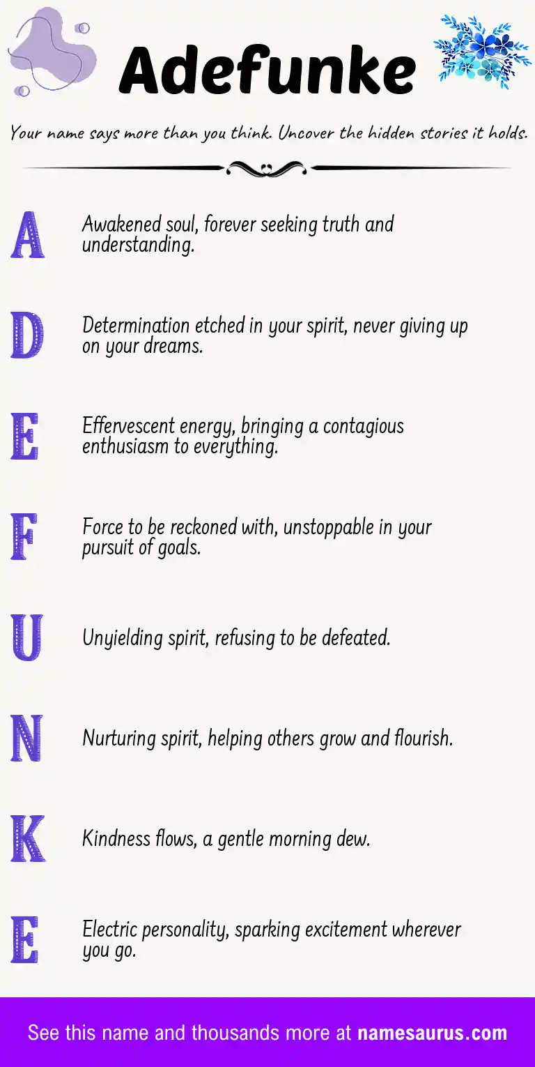 Acrostic poem about Adefunke.