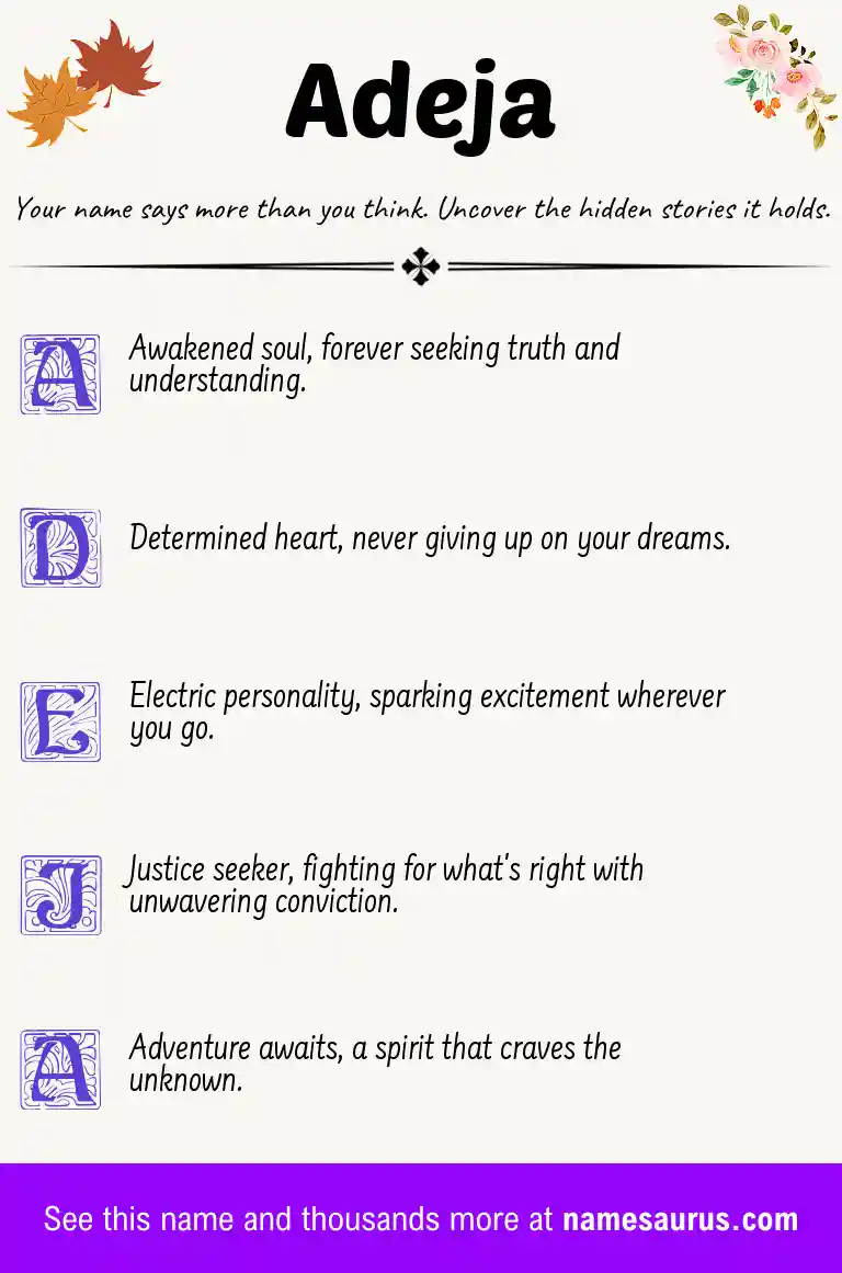 Acrostic poem about Adeja.