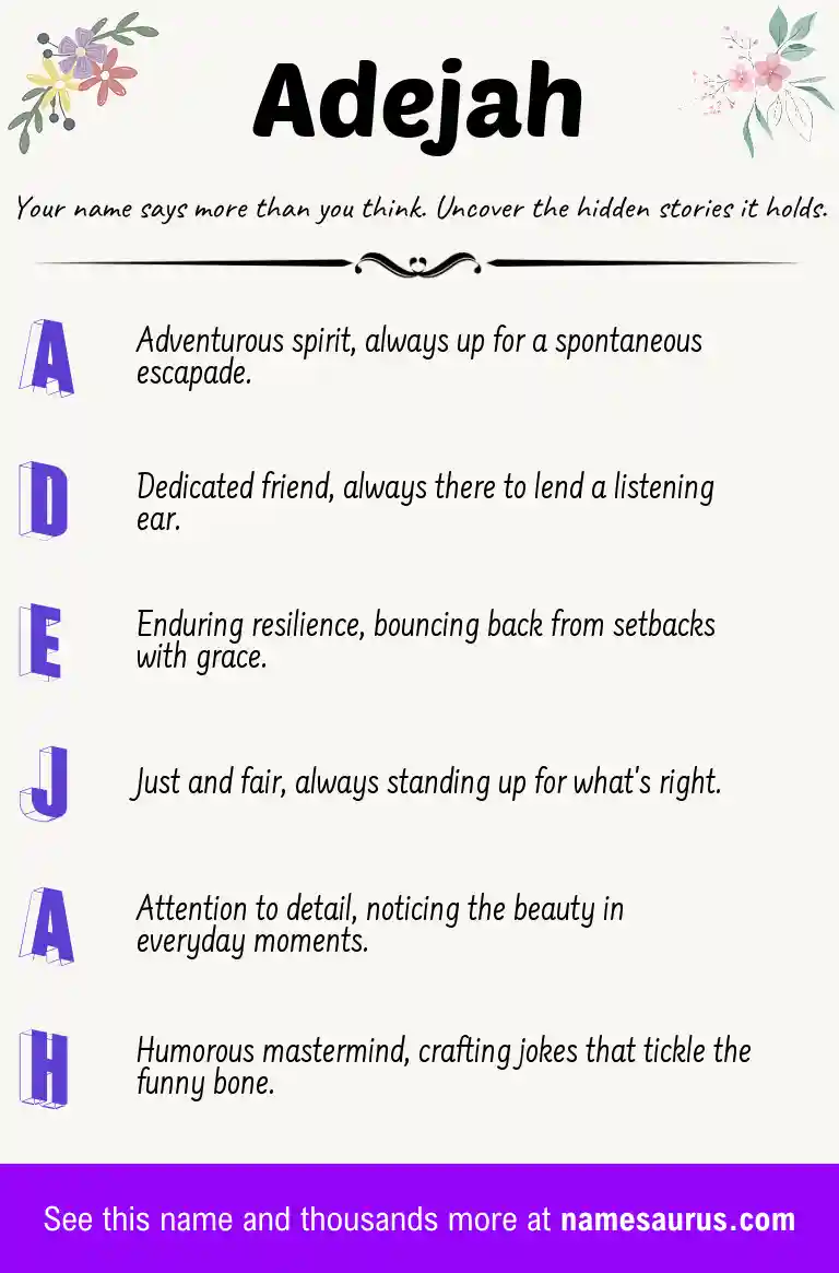 Acrostic poem about Adejah.