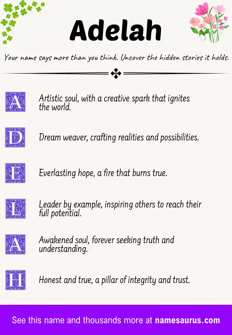 Acrostic poem about Adelah.