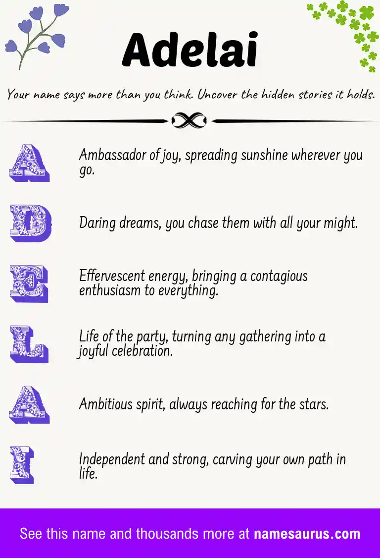 Acrostic poem about Adelai.