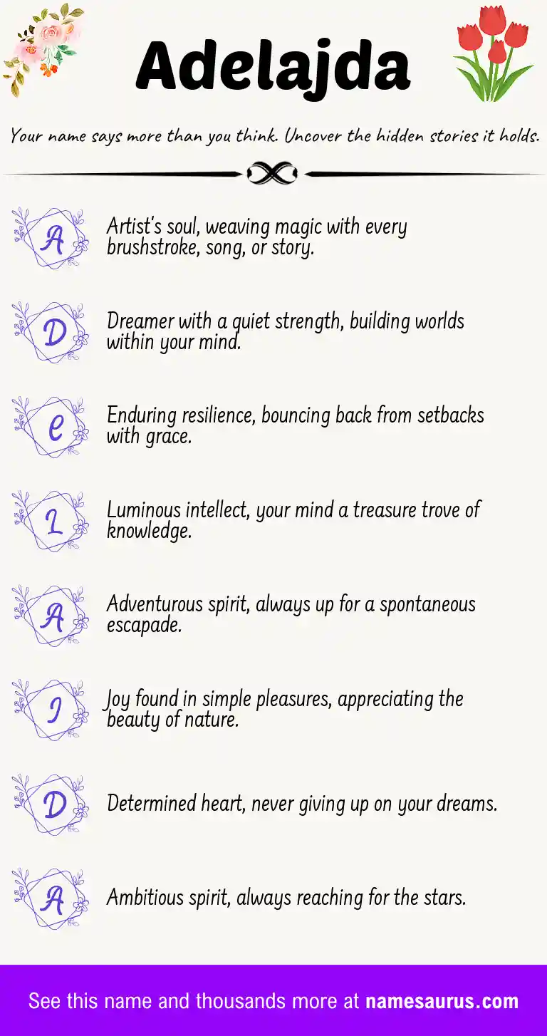 Acrostic poem about Adelajda.