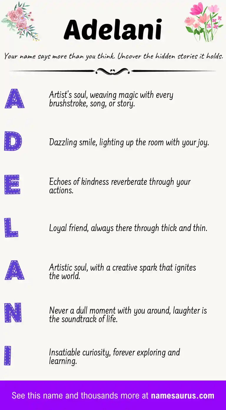 Acrostic poem about Adelani.