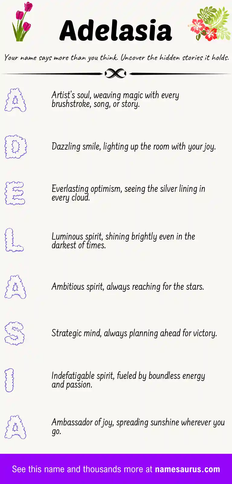 Acrostic poem about Adelasia.