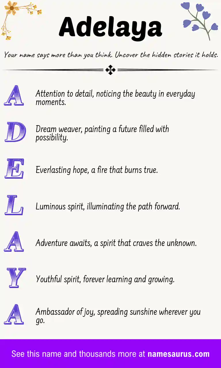 Acrostic poem about Adelaya.