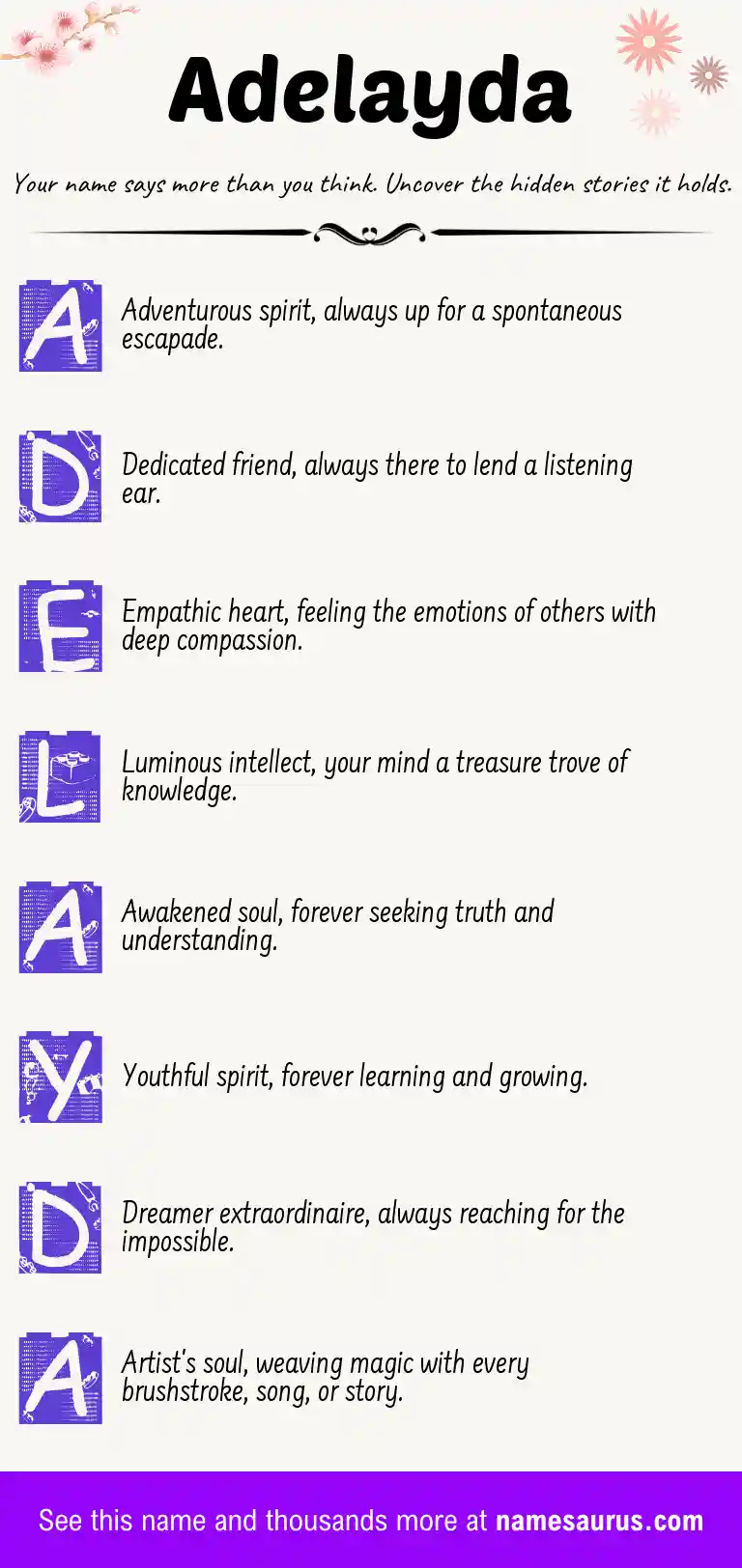 Acrostic poem about Adelayda.