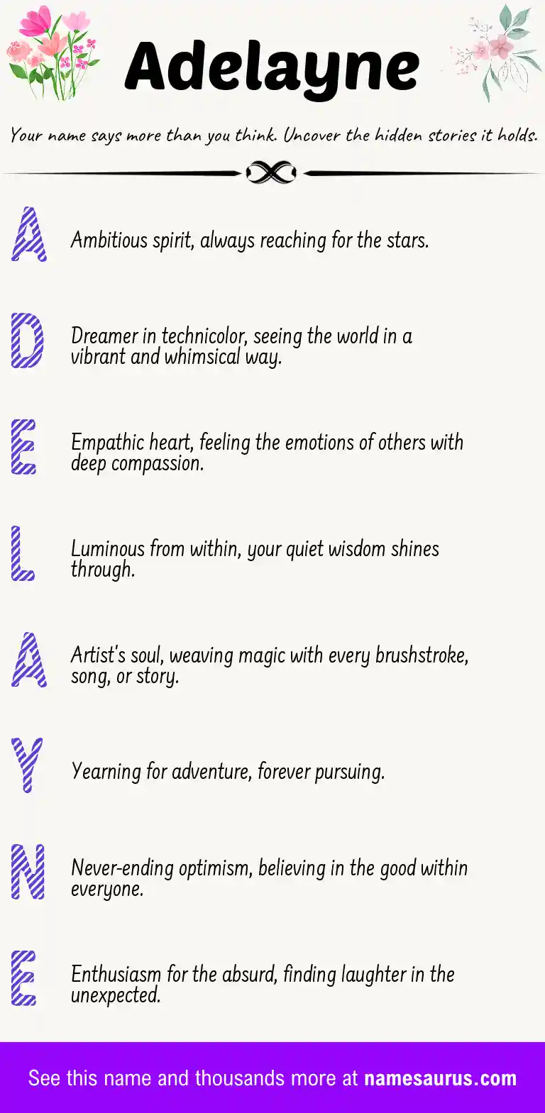 Acrostic poem about Adelayne.
