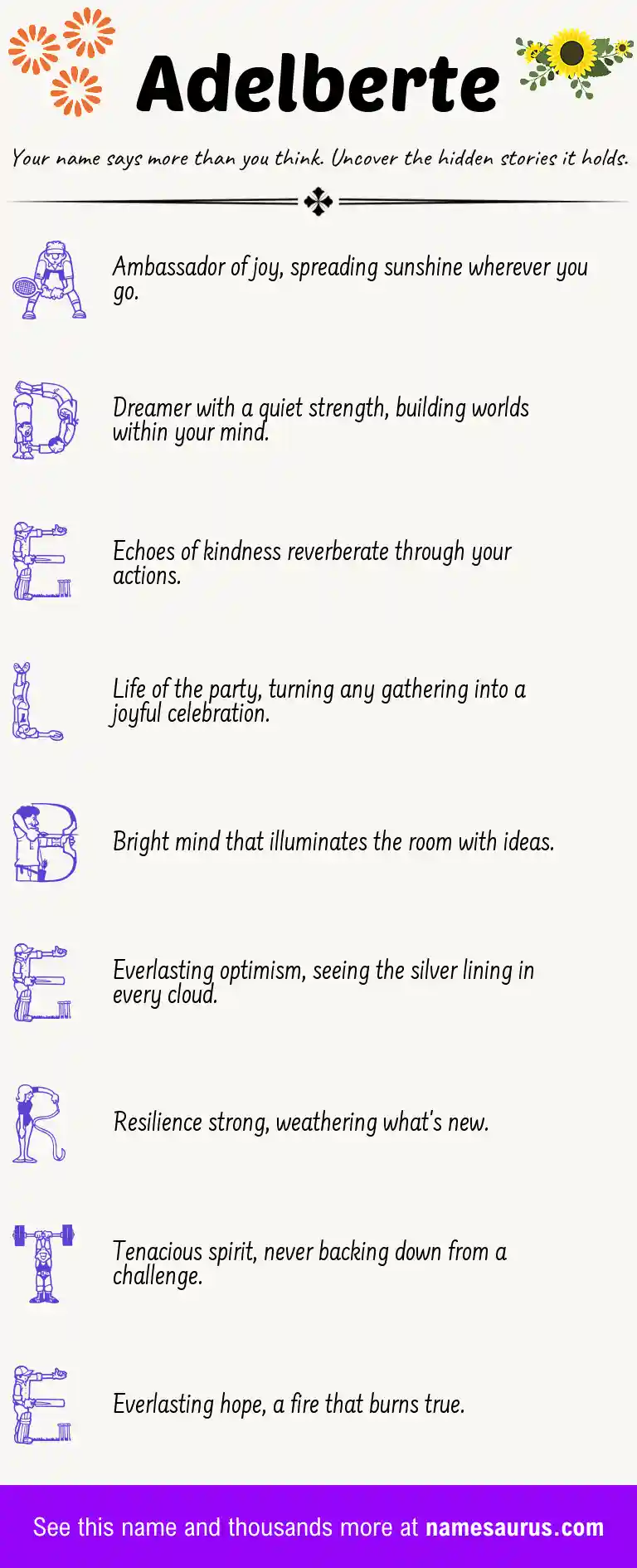 Acrostic poem about Adelberte.