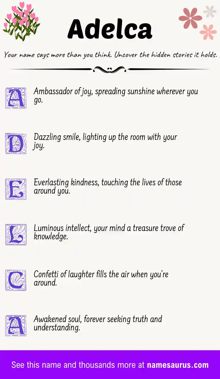 Acrostic poem about Adelca.