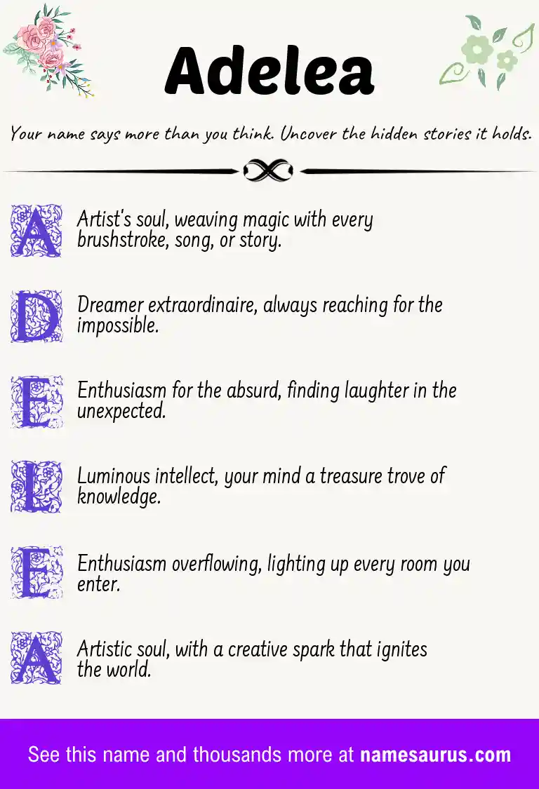 Acrostic poem about Adelea.