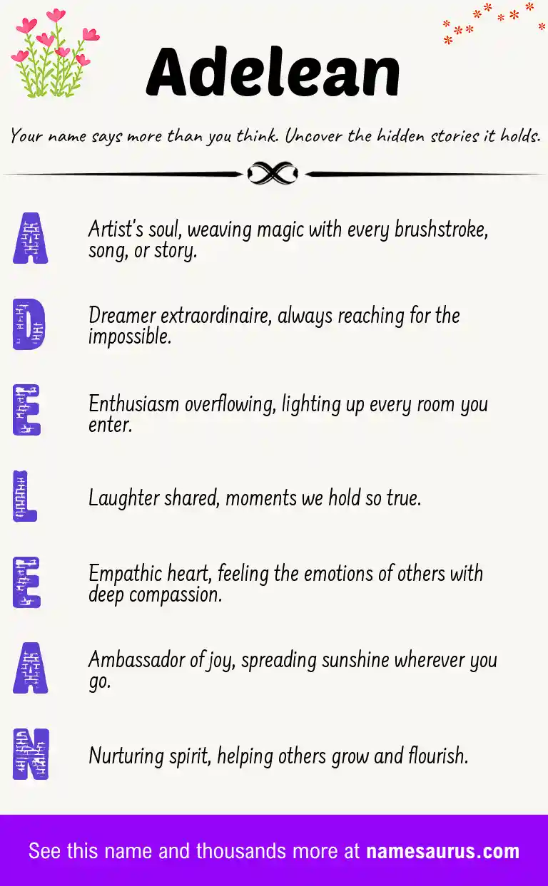 Acrostic poem about Adelean.