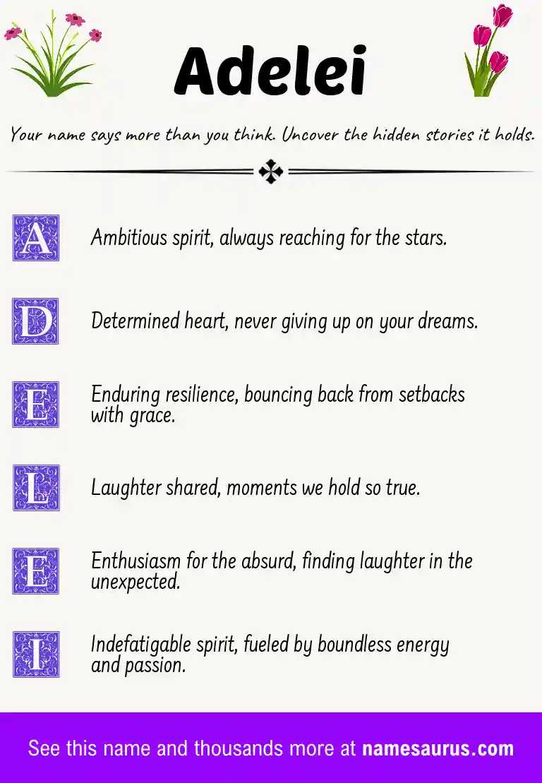 Acrostic poem about Adelei.