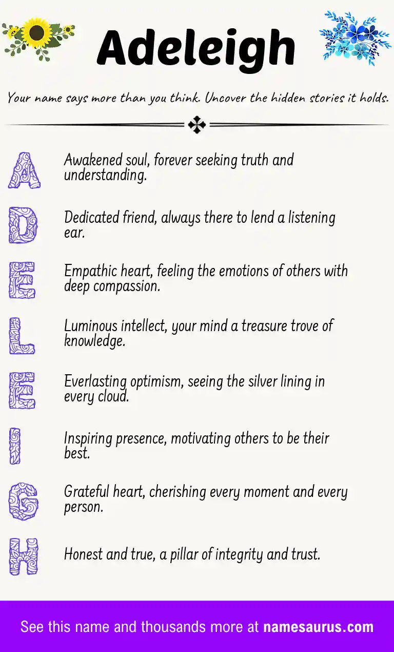 Acrostic poem about Adeleigh.