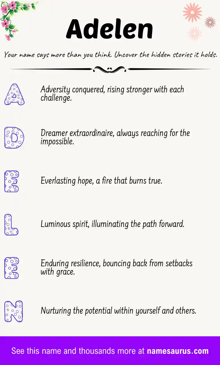Acrostic poem about Adelen.