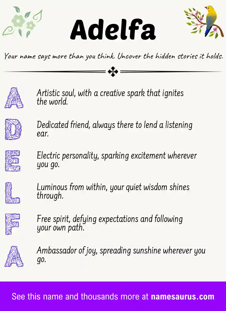 Acrostic poem about Adelfa.