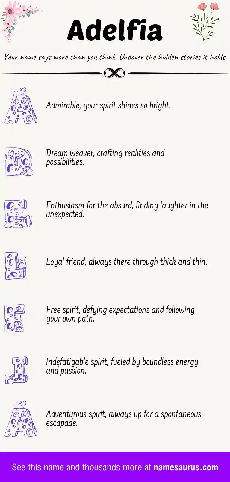 Acrostic poem about Adelfia.