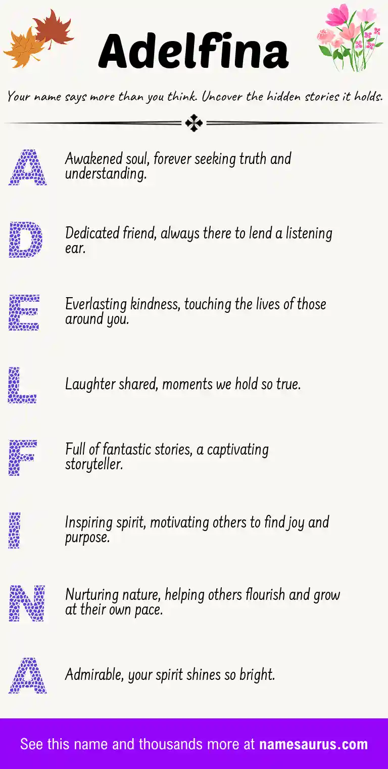 Acrostic poem about Adelfina.