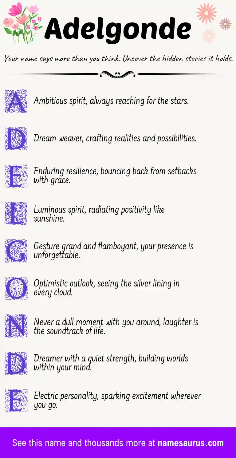 Acrostic poem about Adelgonde.