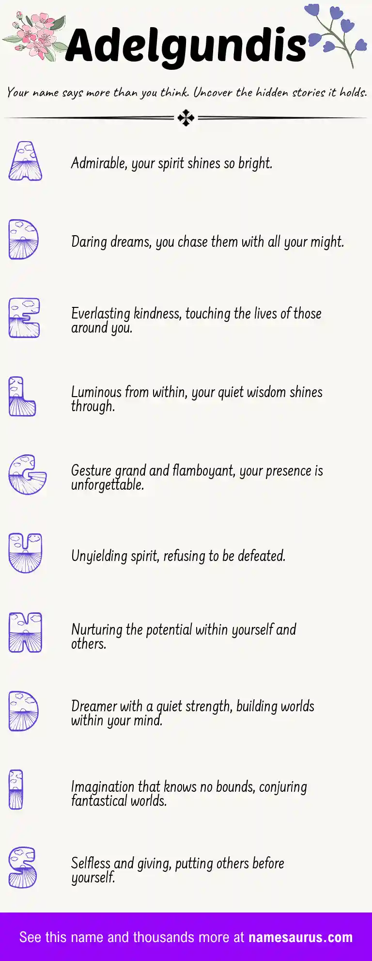 Acrostic poem about Adelgundis.