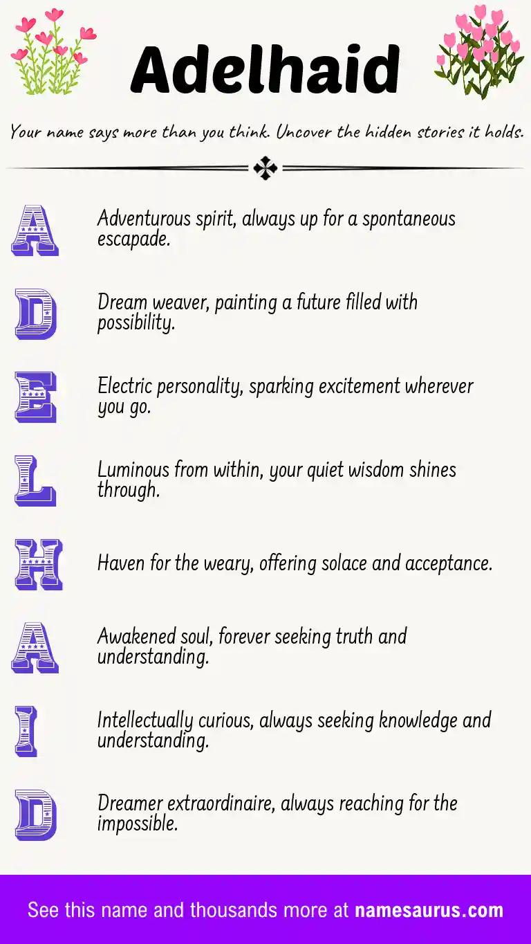 Acrostic poem about Adelhaid.