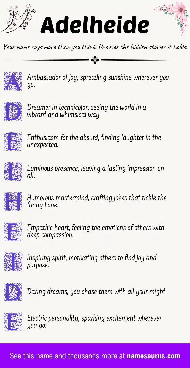 Acrostic poem about Adelheide.
