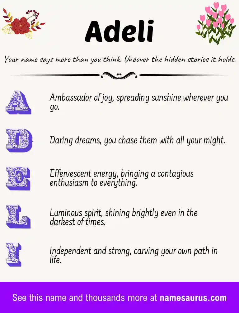 Acrostic poem about Adeli.