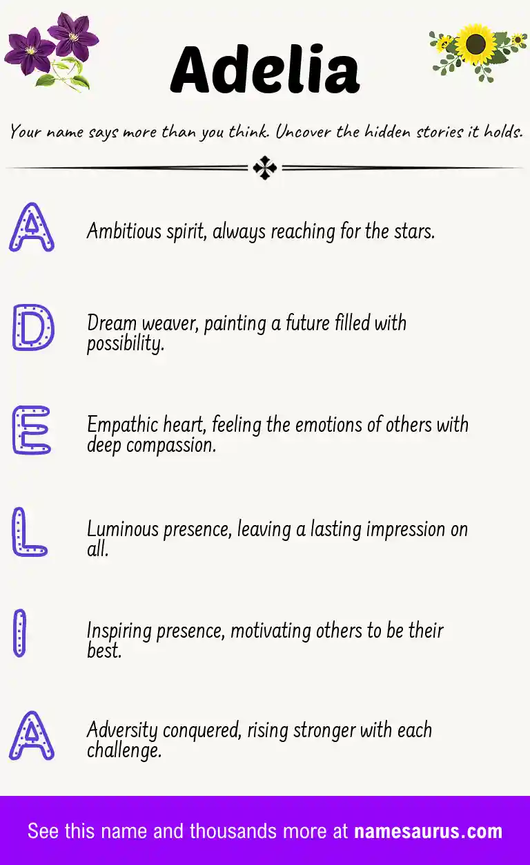 Acrostic poem about Adelia.