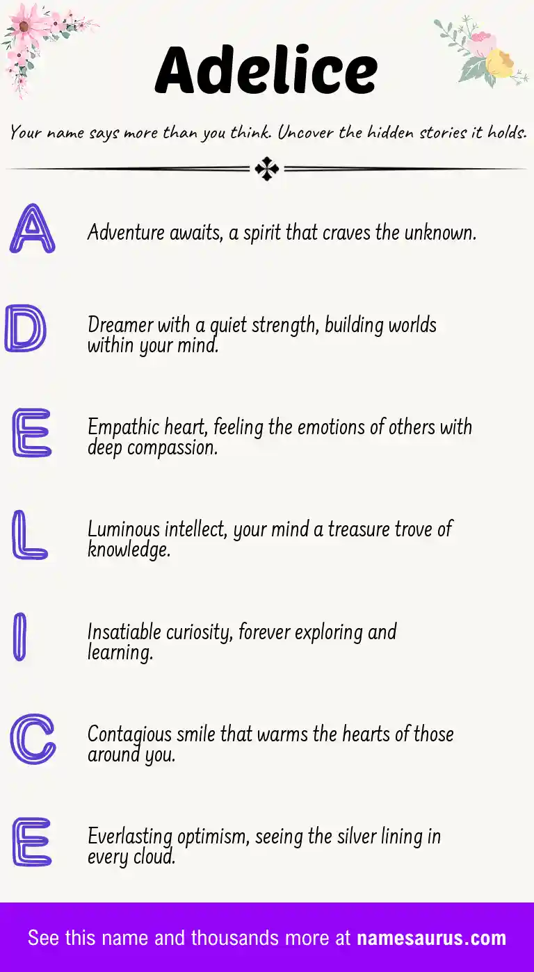 Acrostic poem about Adelice.