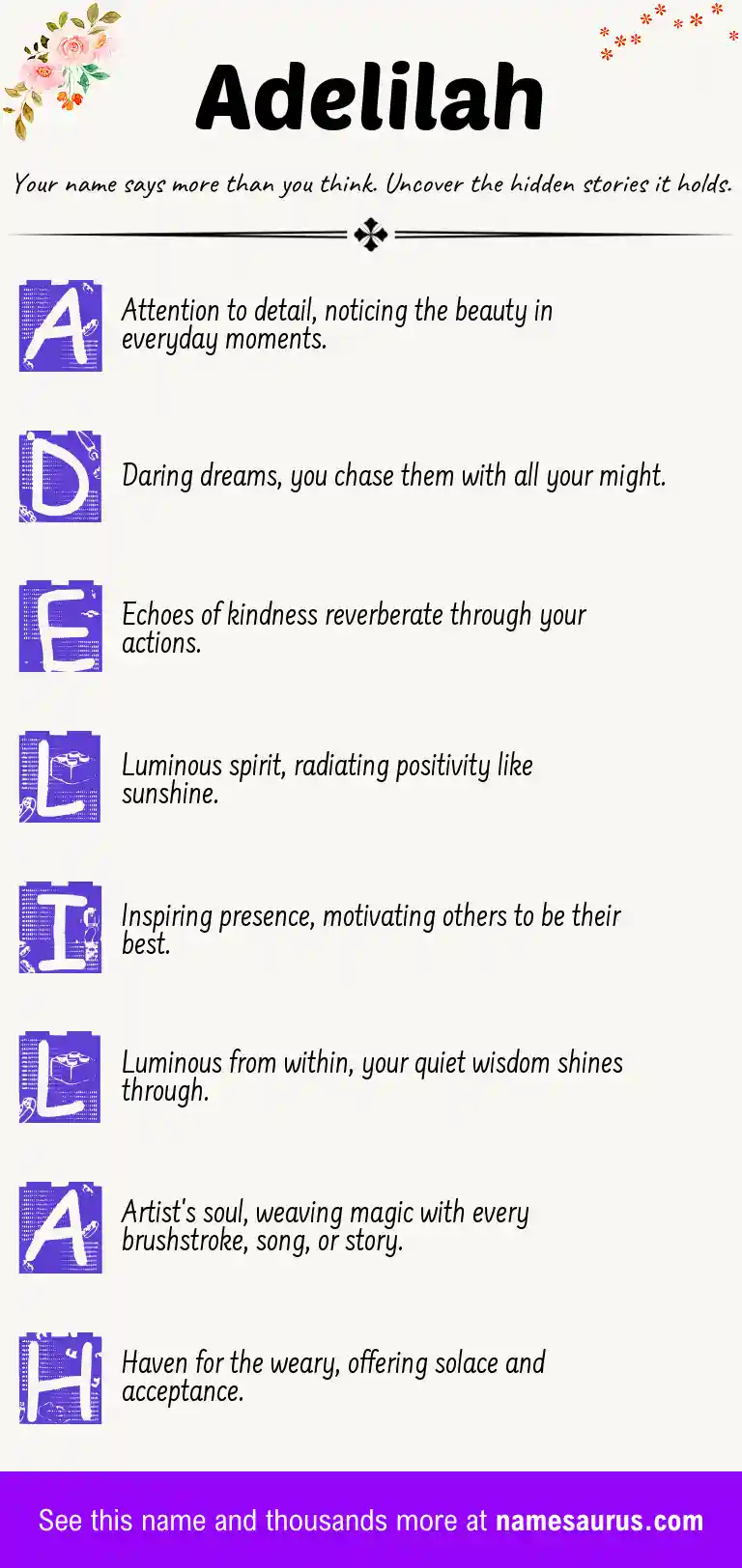 Acrostic poem about Adelilah.