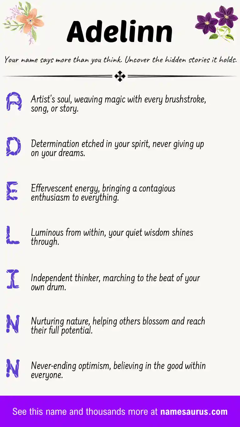 Acrostic poem about Adelinn.
