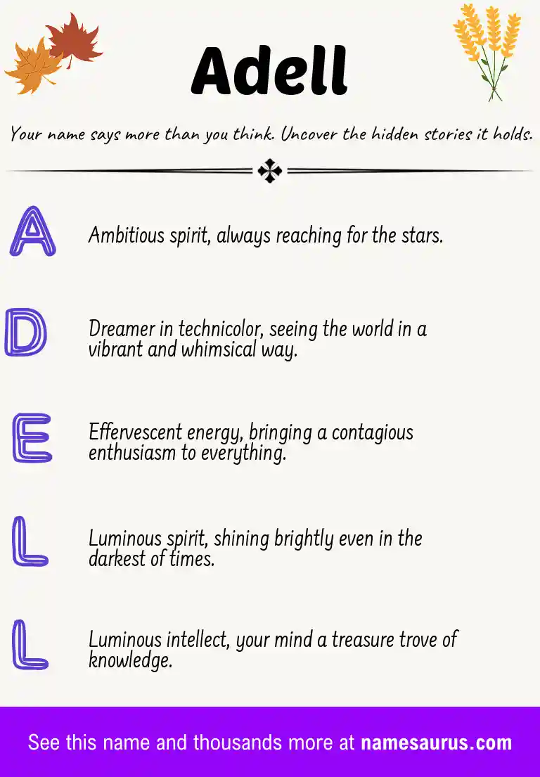 Acrostic poem about Adell.