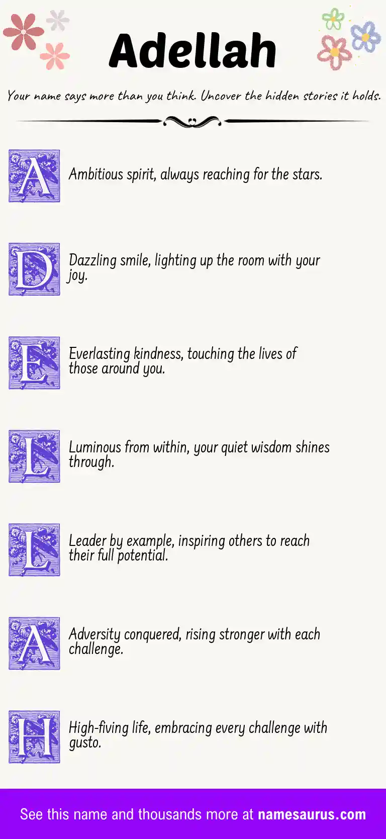 Acrostic poem about Adellah.