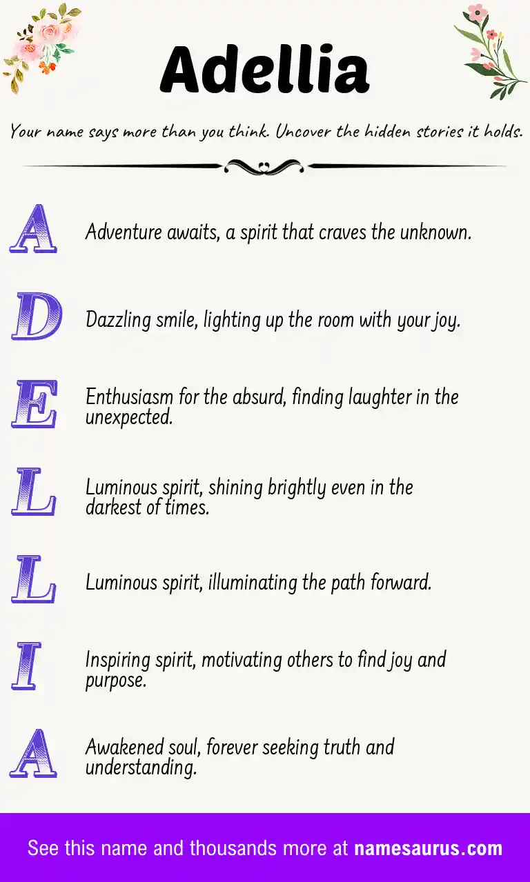 Acrostic poem about Adellia.