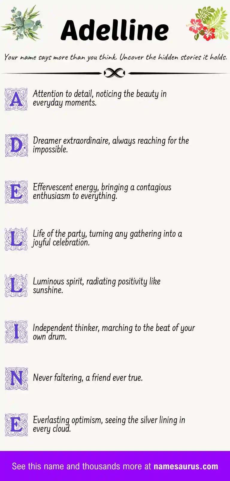 Acrostic poem about Adelline.