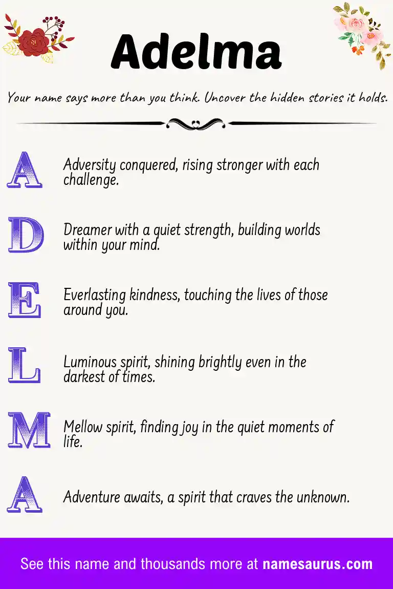 Acrostic poem about Adelma.