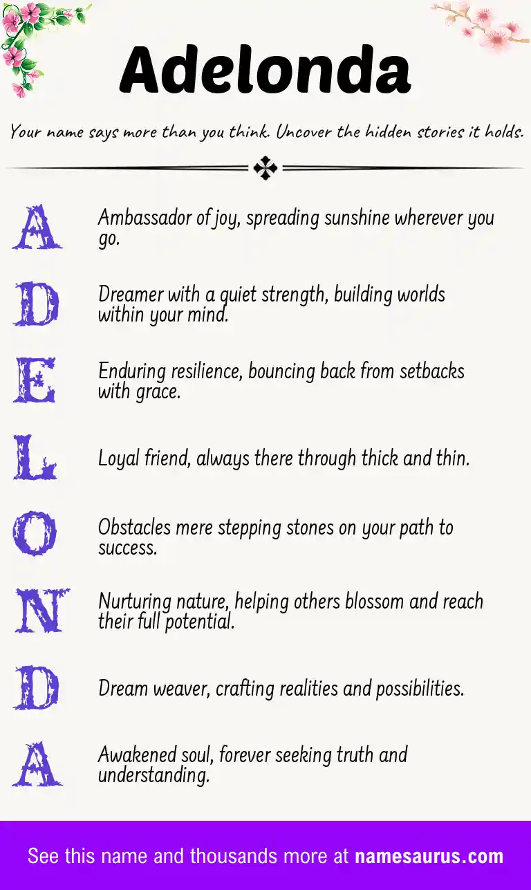 Acrostic poem about Adelonda.