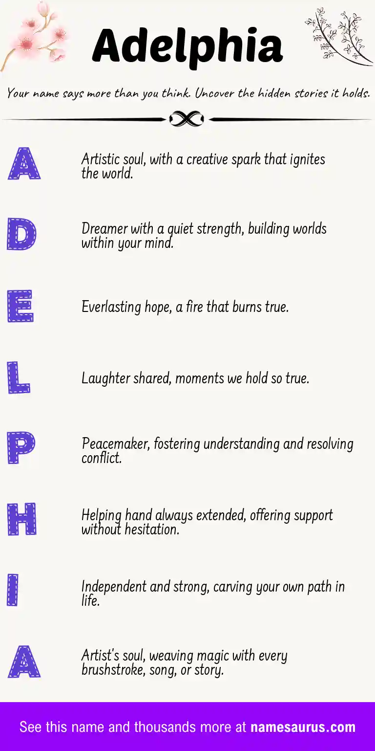Acrostic poem about Adelphia.
