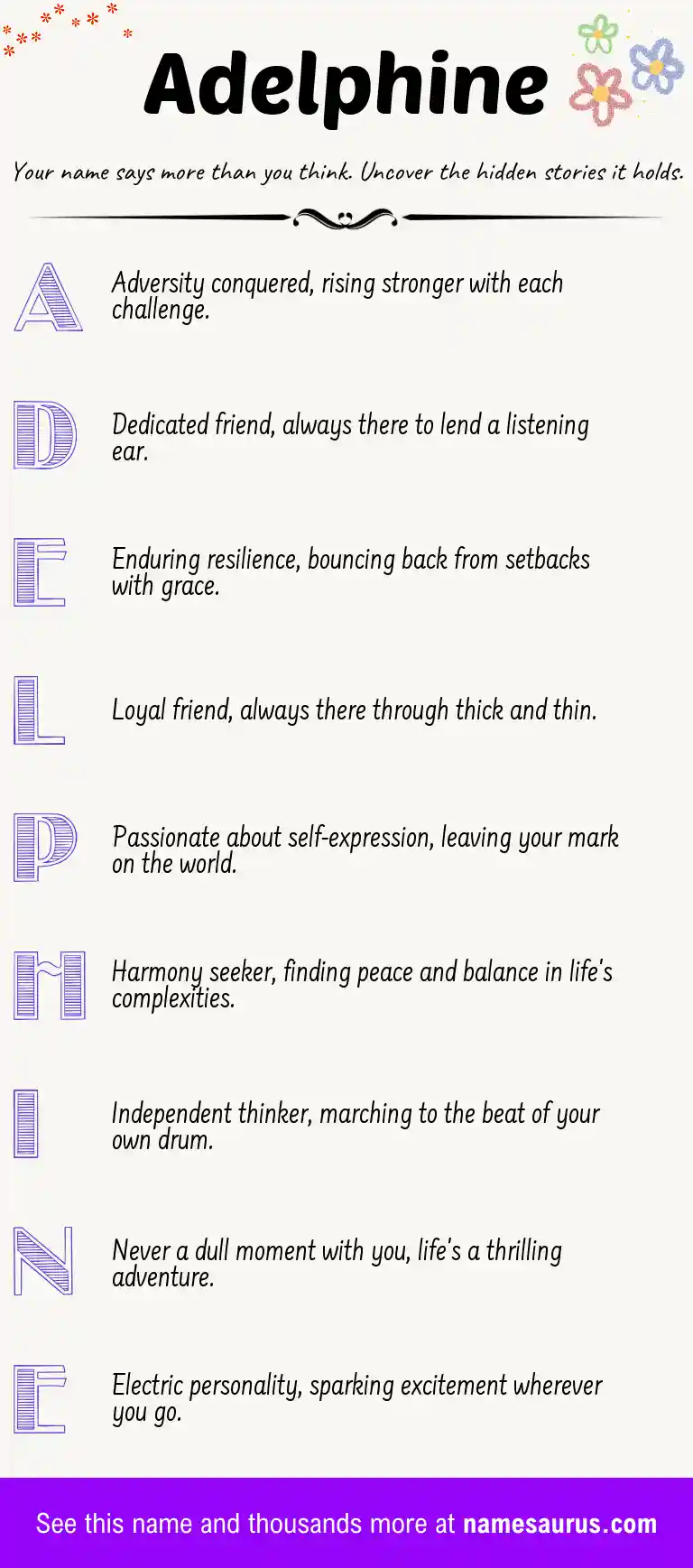 Acrostic poem about Adelphine.