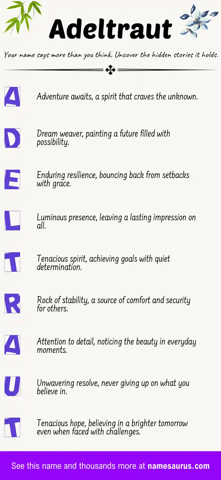 Acrostic poem about Adeltraut.