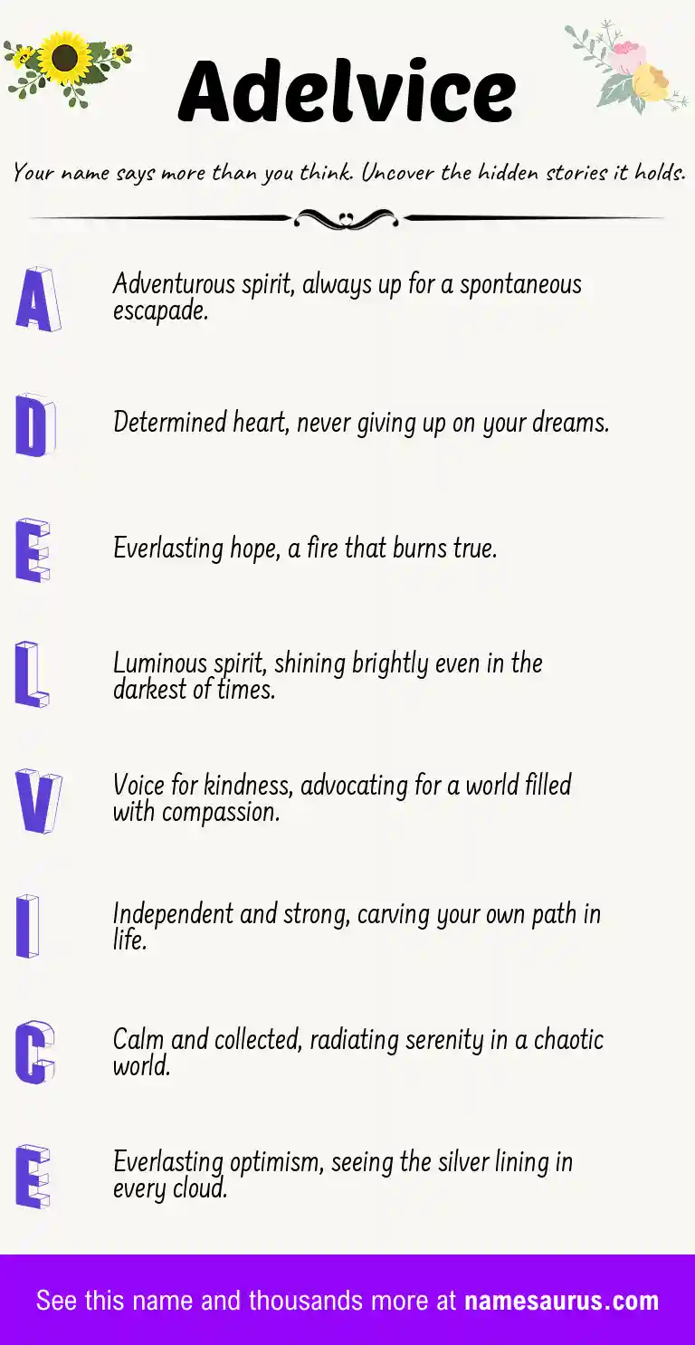 Acrostic poem about Adelvice.