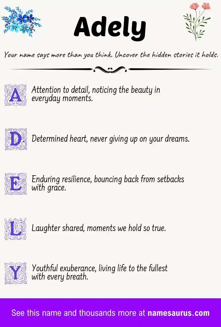 Acrostic poem about Adely.
