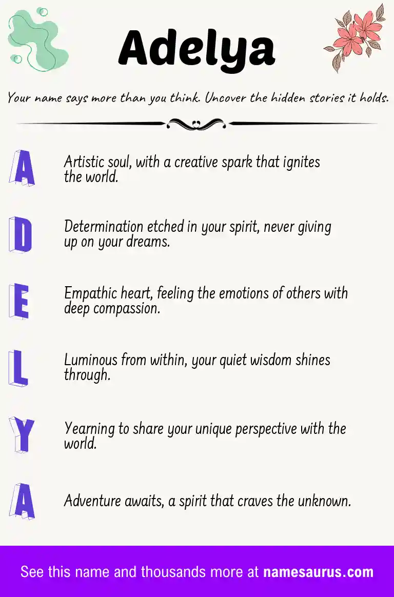 Acrostic poem about Adelya.