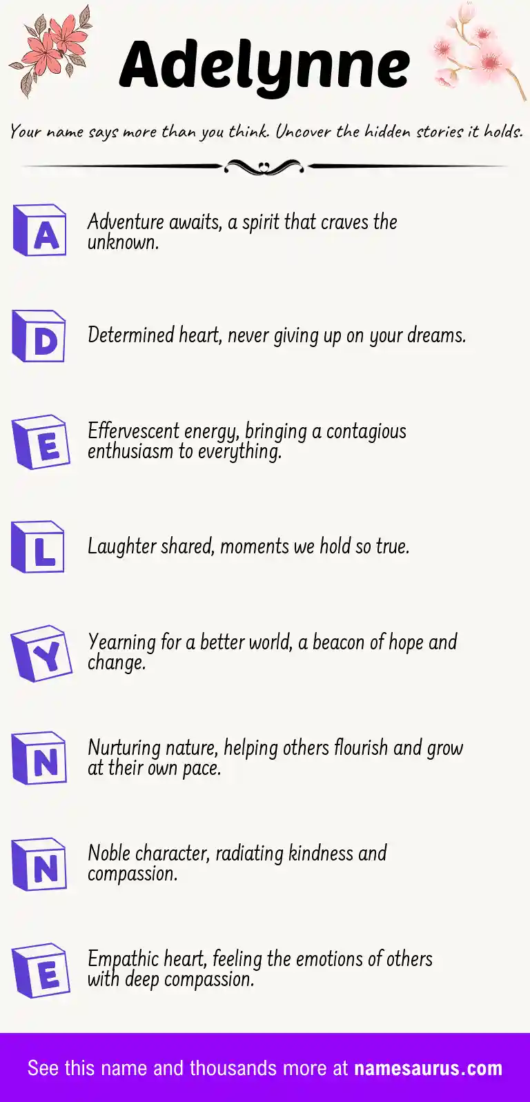 Acrostic poem about Adelynne.