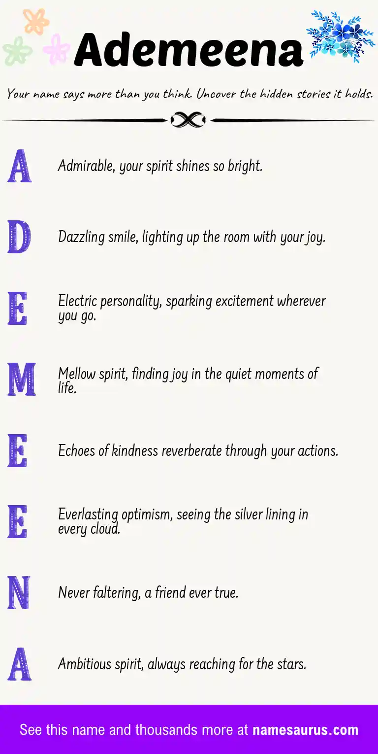 Acrostic poem about Ademeena.