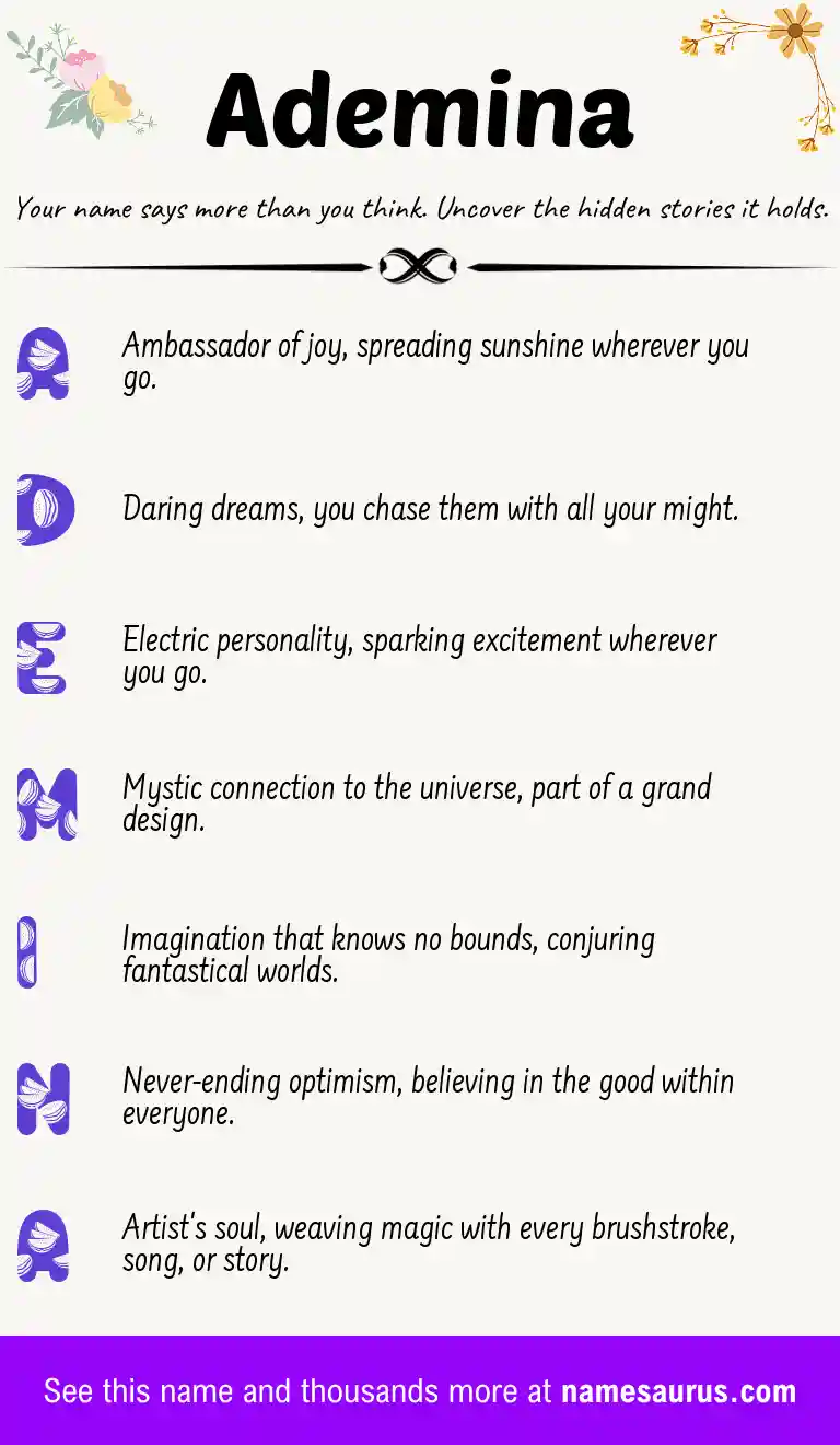 Acrostic poem about Ademina.