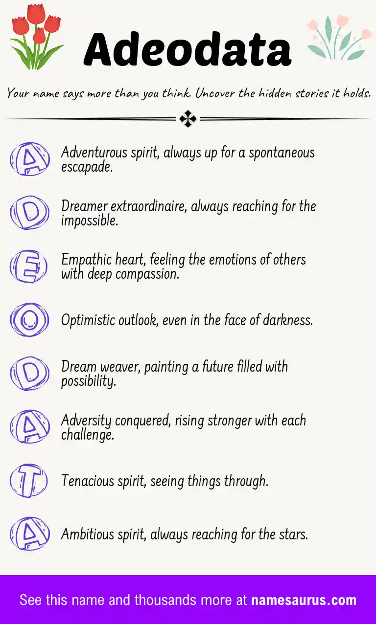 Acrostic poem about Adeodata.