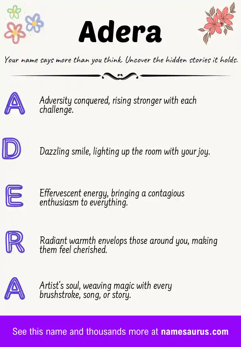 Acrostic poem about Adera.