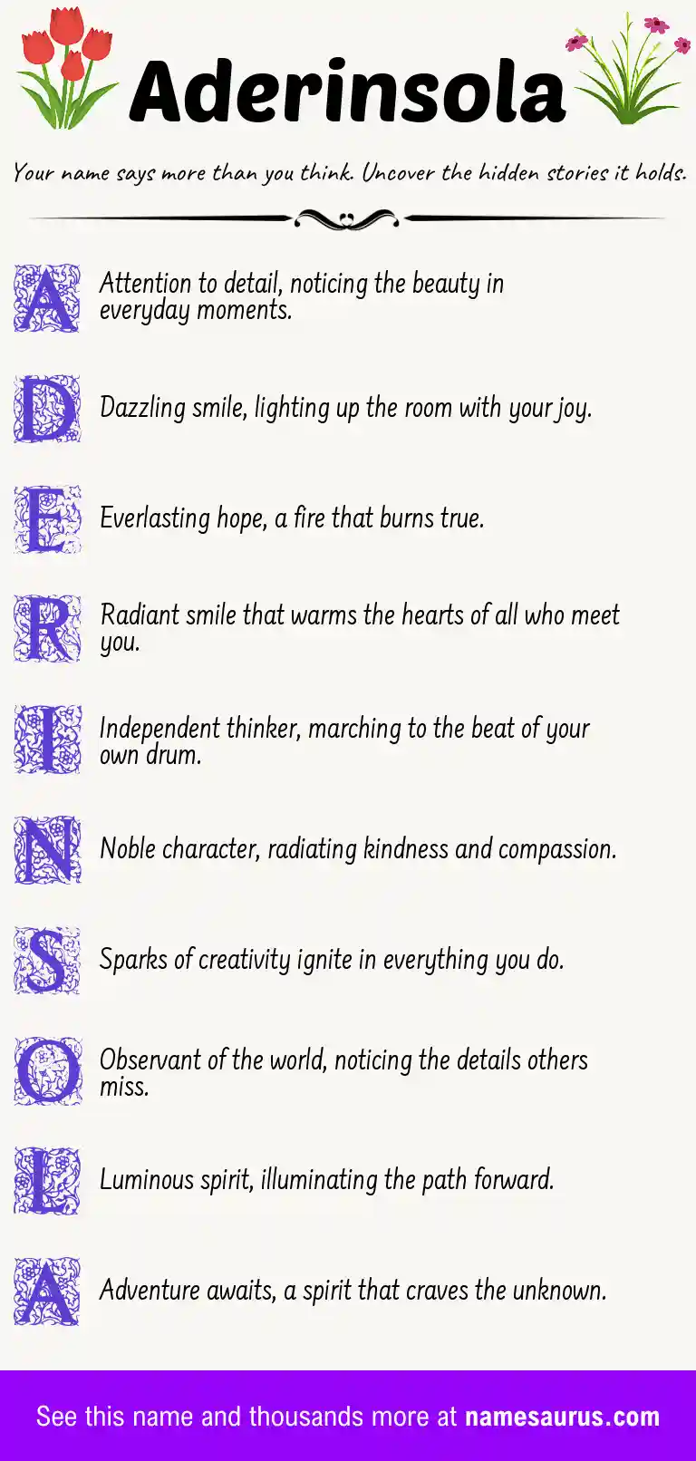 Acrostic poem about Aderinsola.