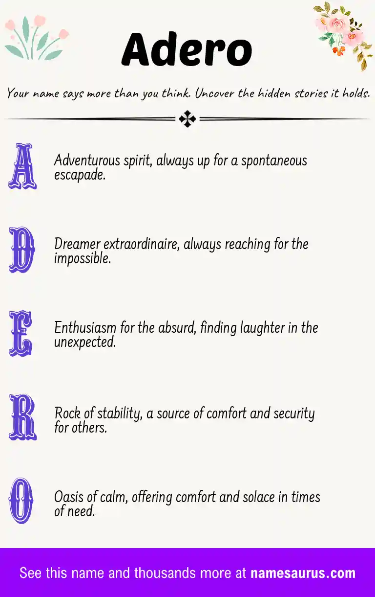 Acrostic poem about Adero.