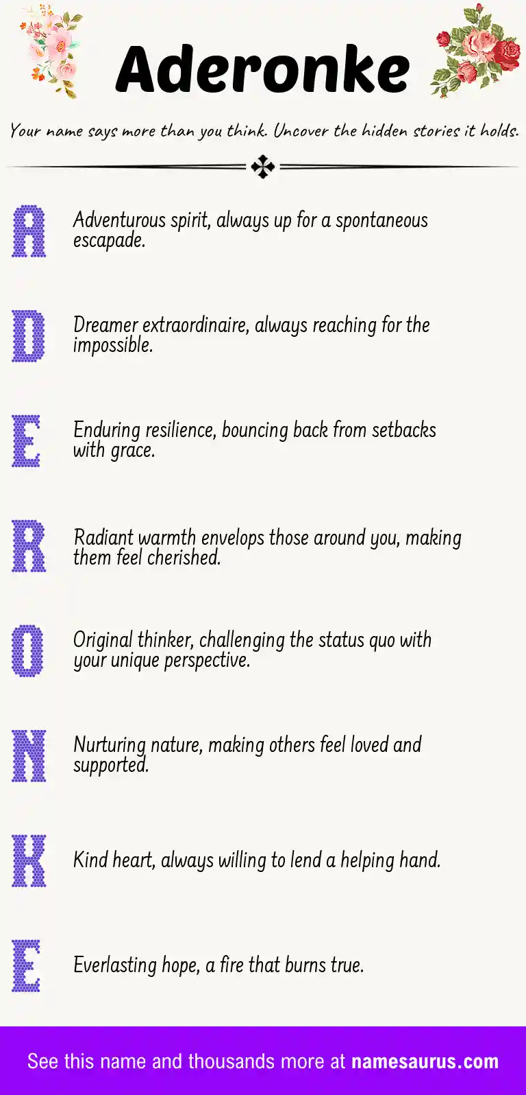 Acrostic poem about Aderonke.